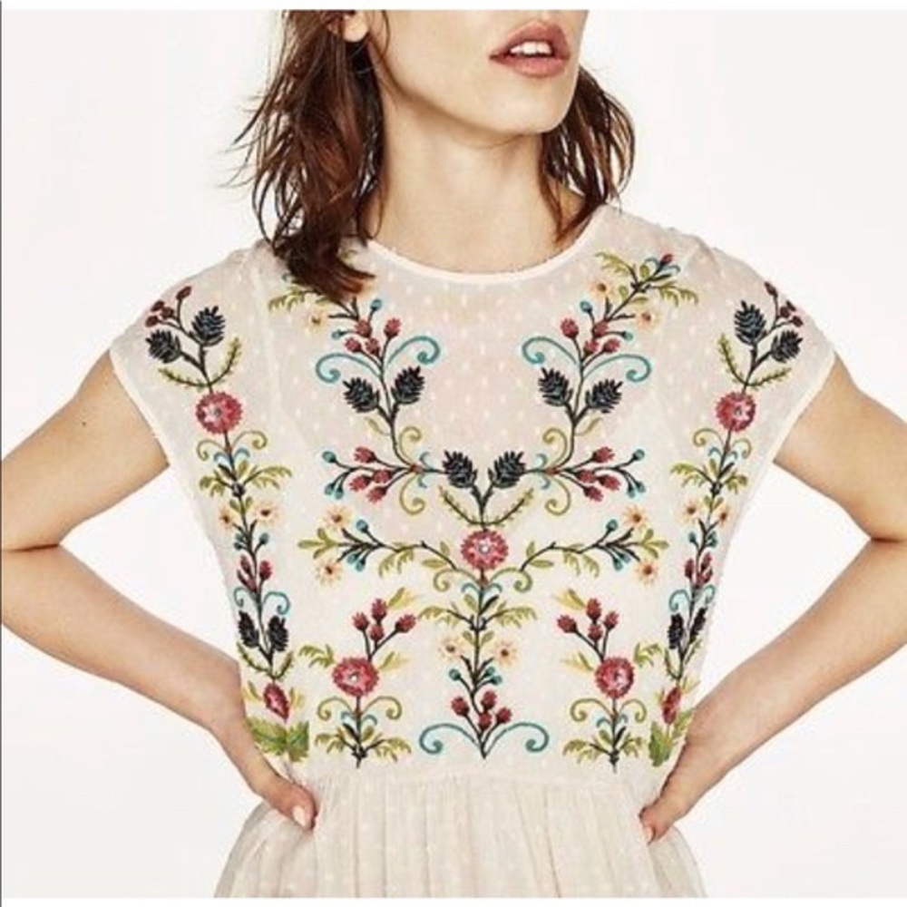 Zara Plumetis Embroidered Dress - Picture 4 of 9